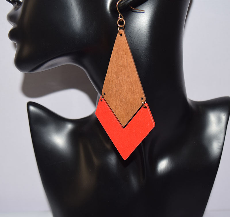 Trapezium Double legend Wooden Earring