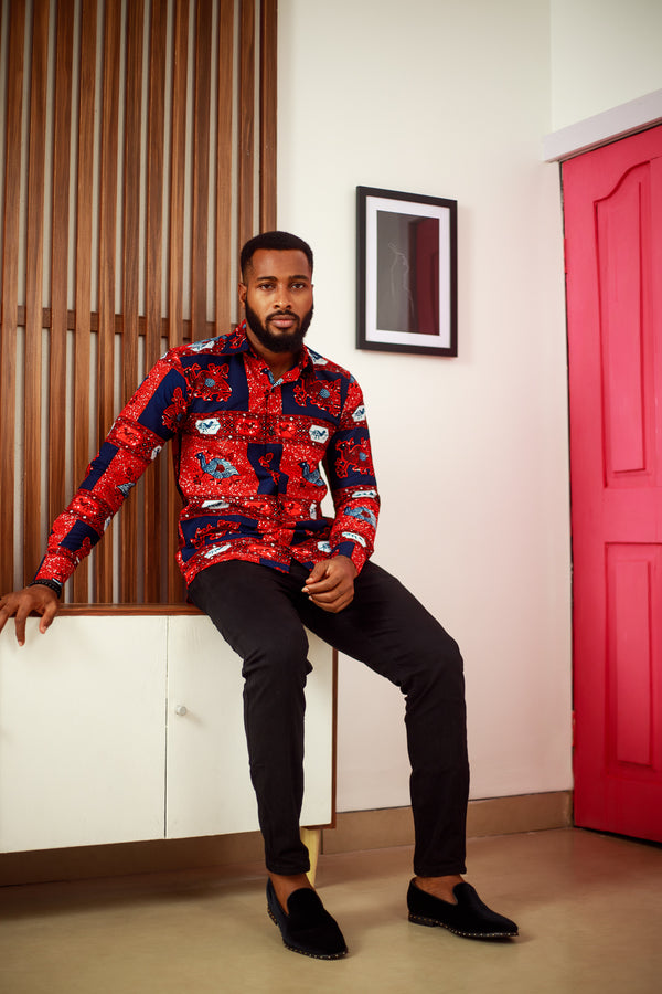 KASIYA LONG SLEEVE AFRICAN PRINT SHIRT