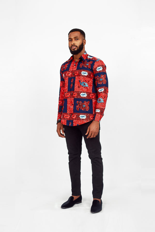 KASIYA LONG SLEEVE AFRICAN PRINT SHIRT