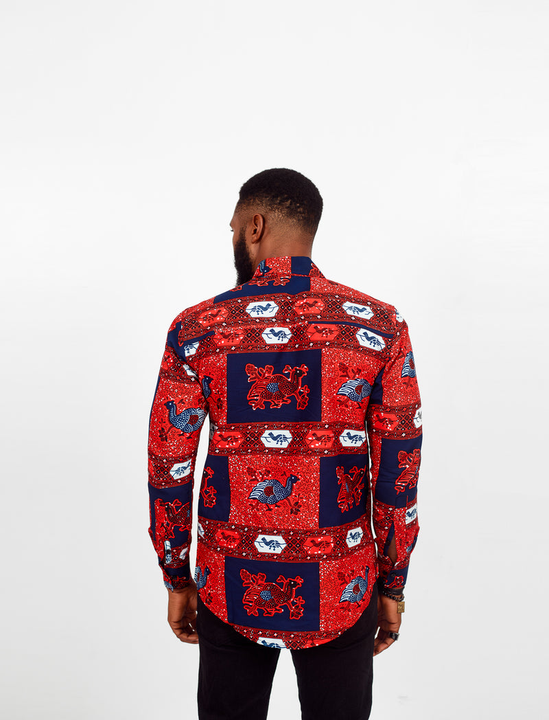 KASIYA LONG SLEEVE AFRICAN PRINT SHIRT