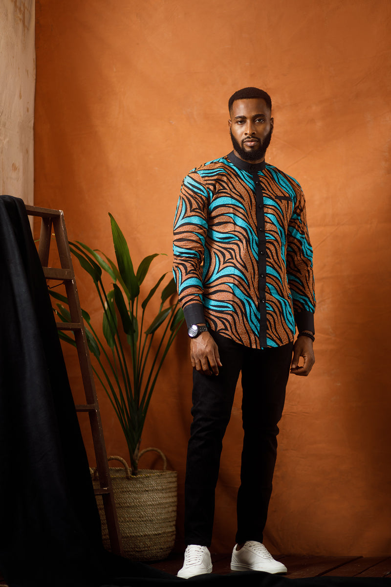 DUKA LONG SLEEVE AFRICAN PRINT SHIRT