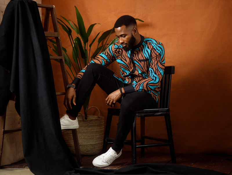 DUKA LONG SLEEVE AFRICAN PRINT SHIRT