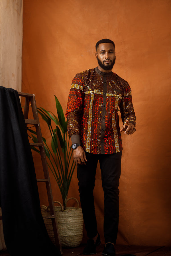 LENCHO LONG SLEEVE AFRICAN PRINT SHIRT