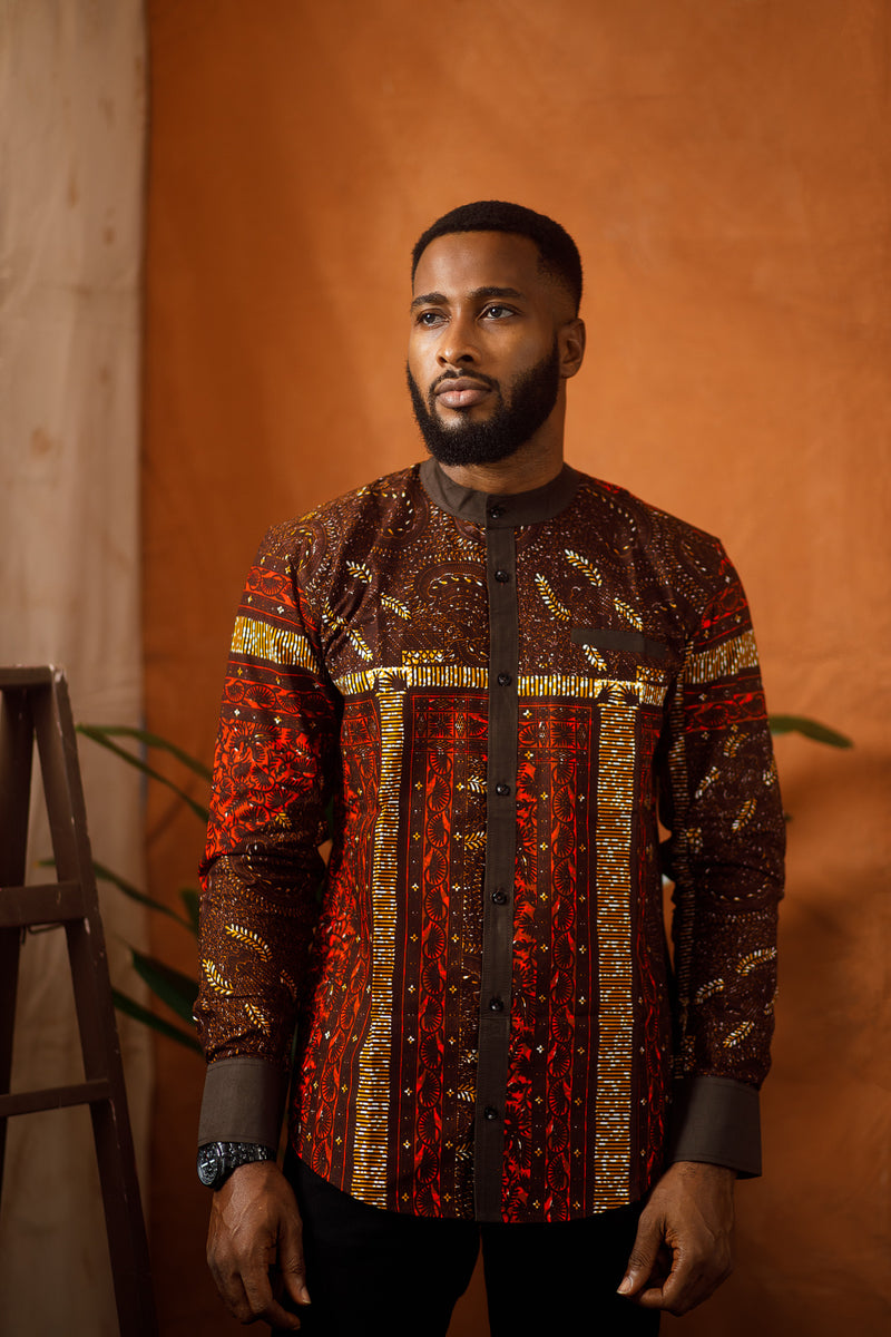 LENCHO LONG SLEEVE AFRICAN PRINT SHIRT