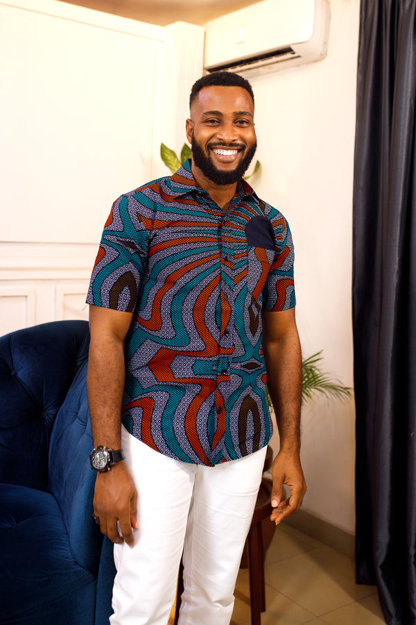 African Print Faraji Short Sleeve Shirt