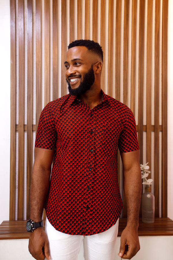 African Print Imamu Short Sleeve Shirt