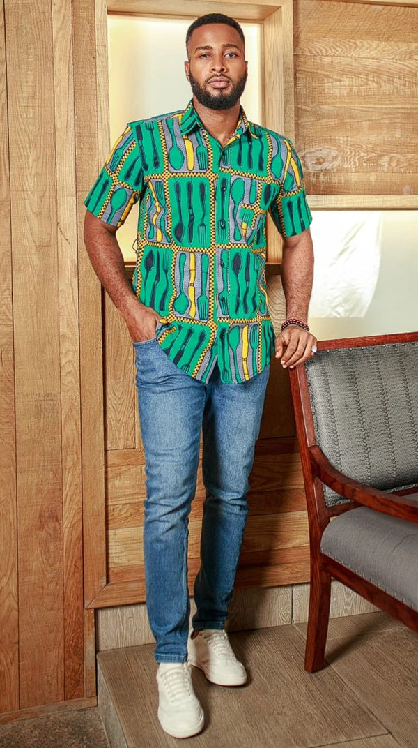 AFRICAN ANKARA KAYIN SHORT SLEEVE SHIRT