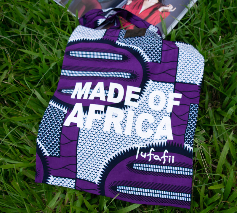 Tufafii Tote Bag (purple & white )