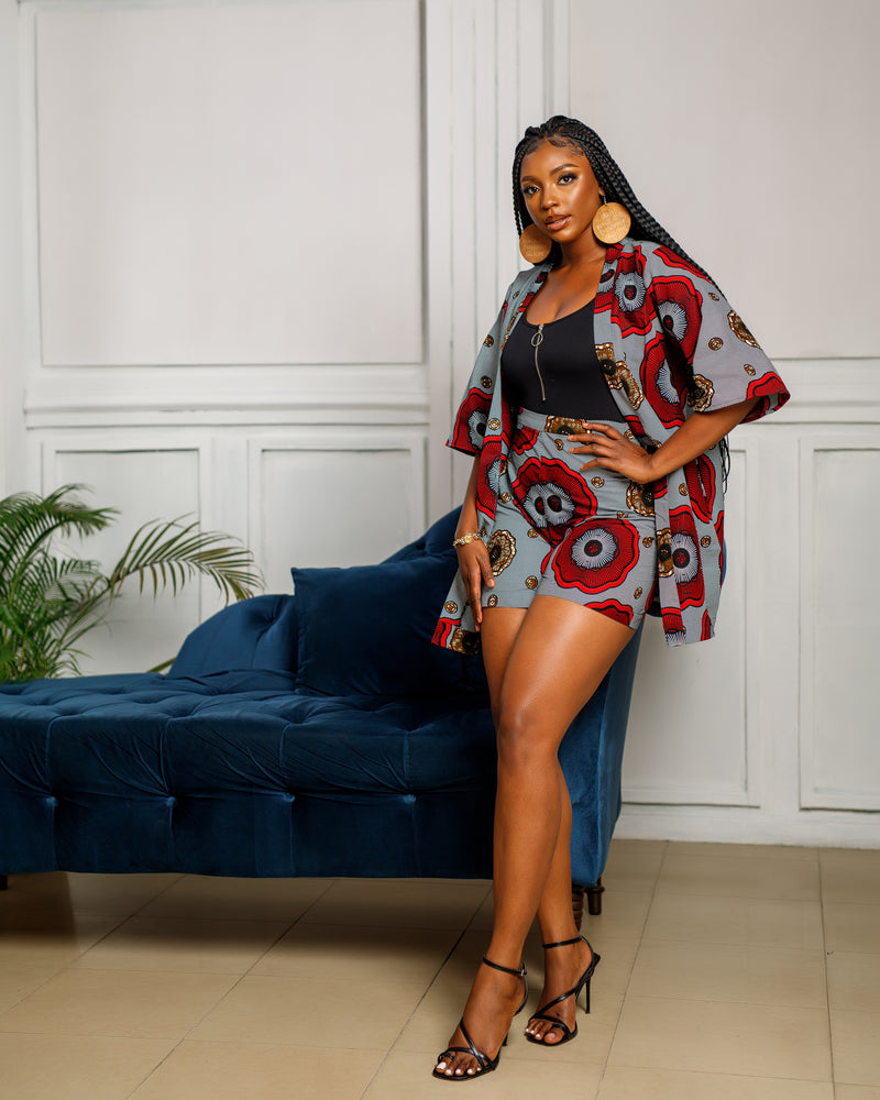 African Print Inyeye Kimono & Pant Set