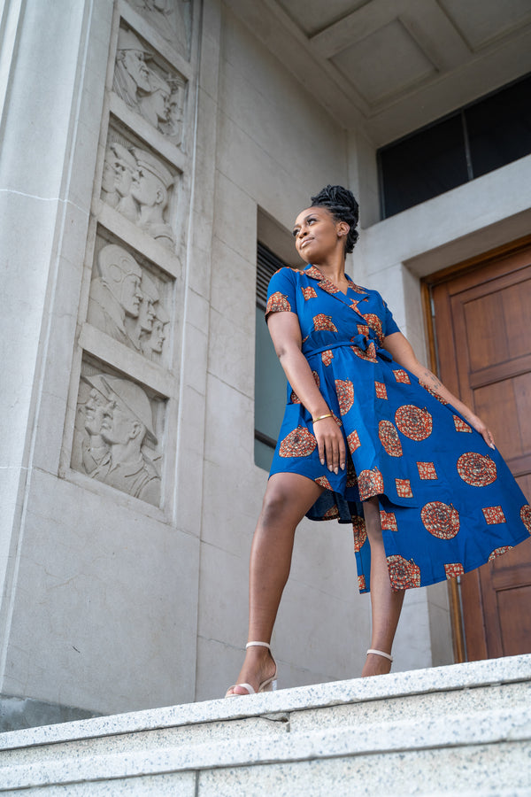 African Print Niyah Wrap Dress