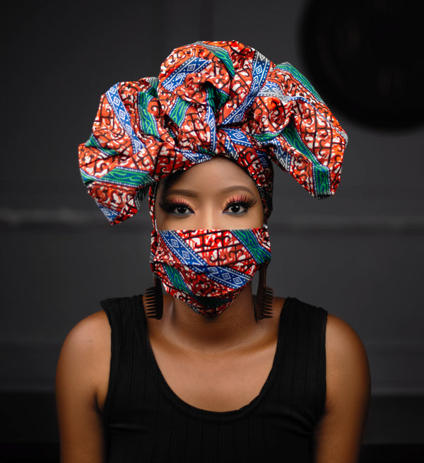 Head wrap and matching face mask