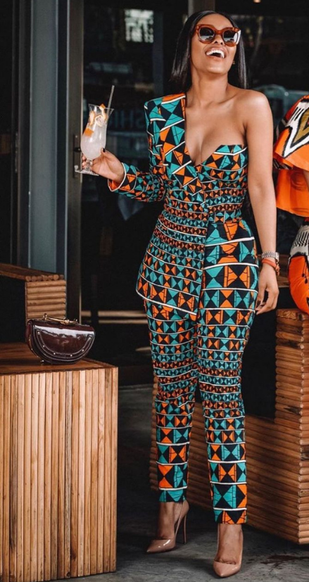 African Print Lagina Jacket and Pant Set