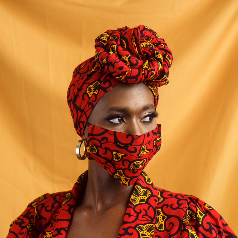 Head wrap and matching face mask