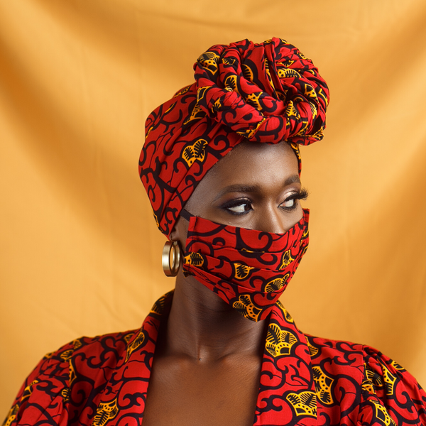 Head wrap and matching face mask