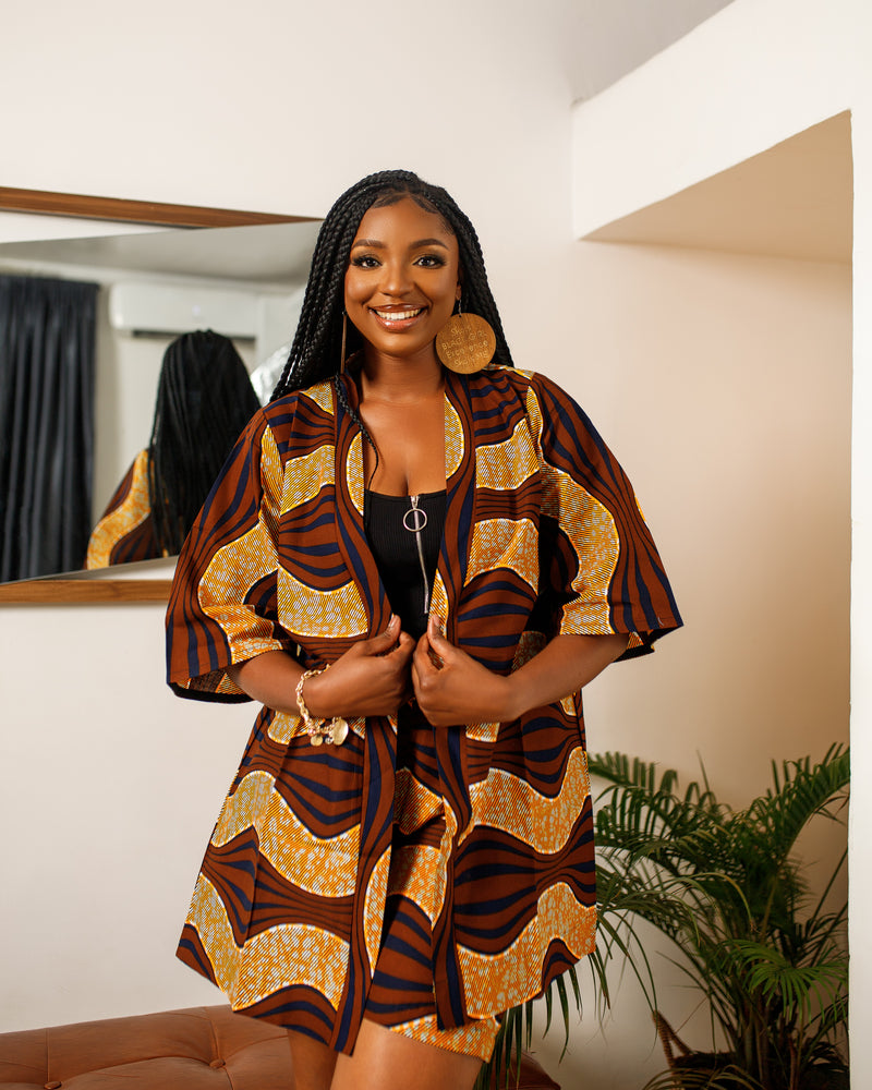 African Print Yafit Kimono & Pant Set